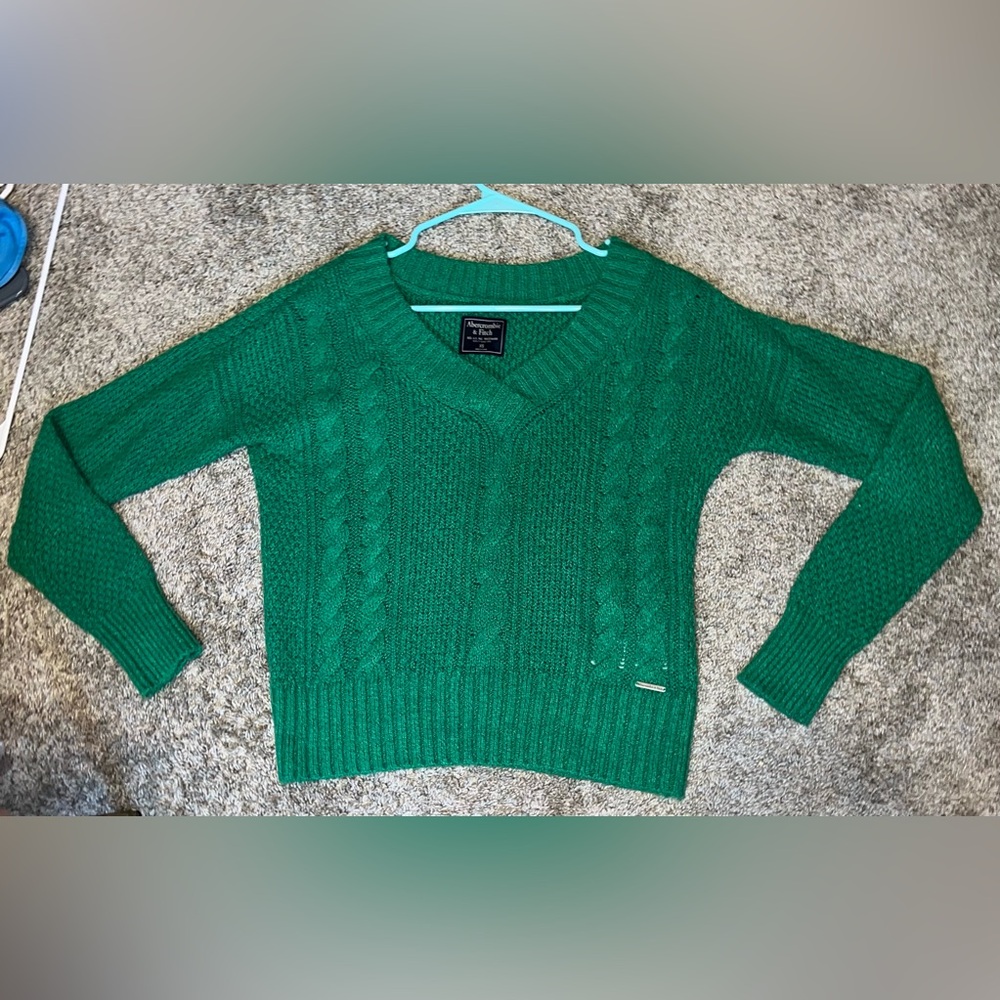 Y2K Abercrombie & Fitch Cable Knit V-Neck Sweater Size XS